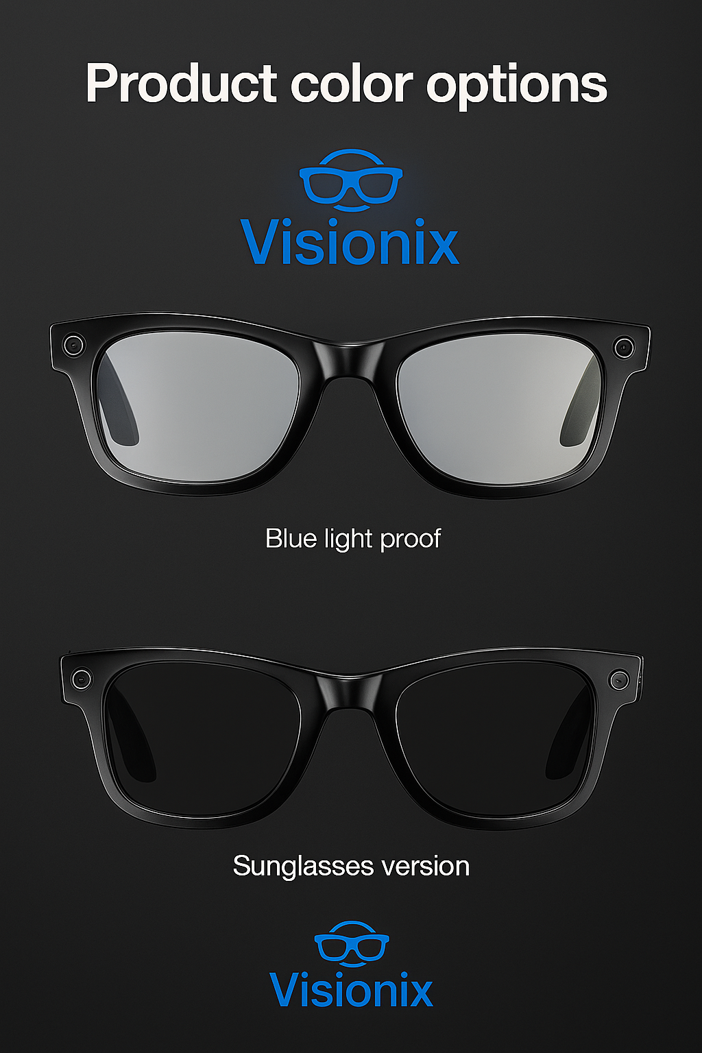 Visionix w6000 smart Glasses - HD video Music & AI translation
